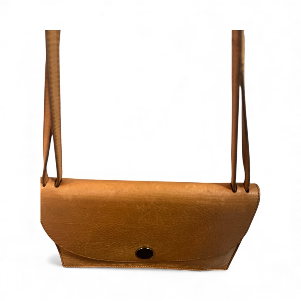 Madewell Tan Genuine Leather Crossbody Shoulder Bag Minimalist Flap - Picture 9 of 16